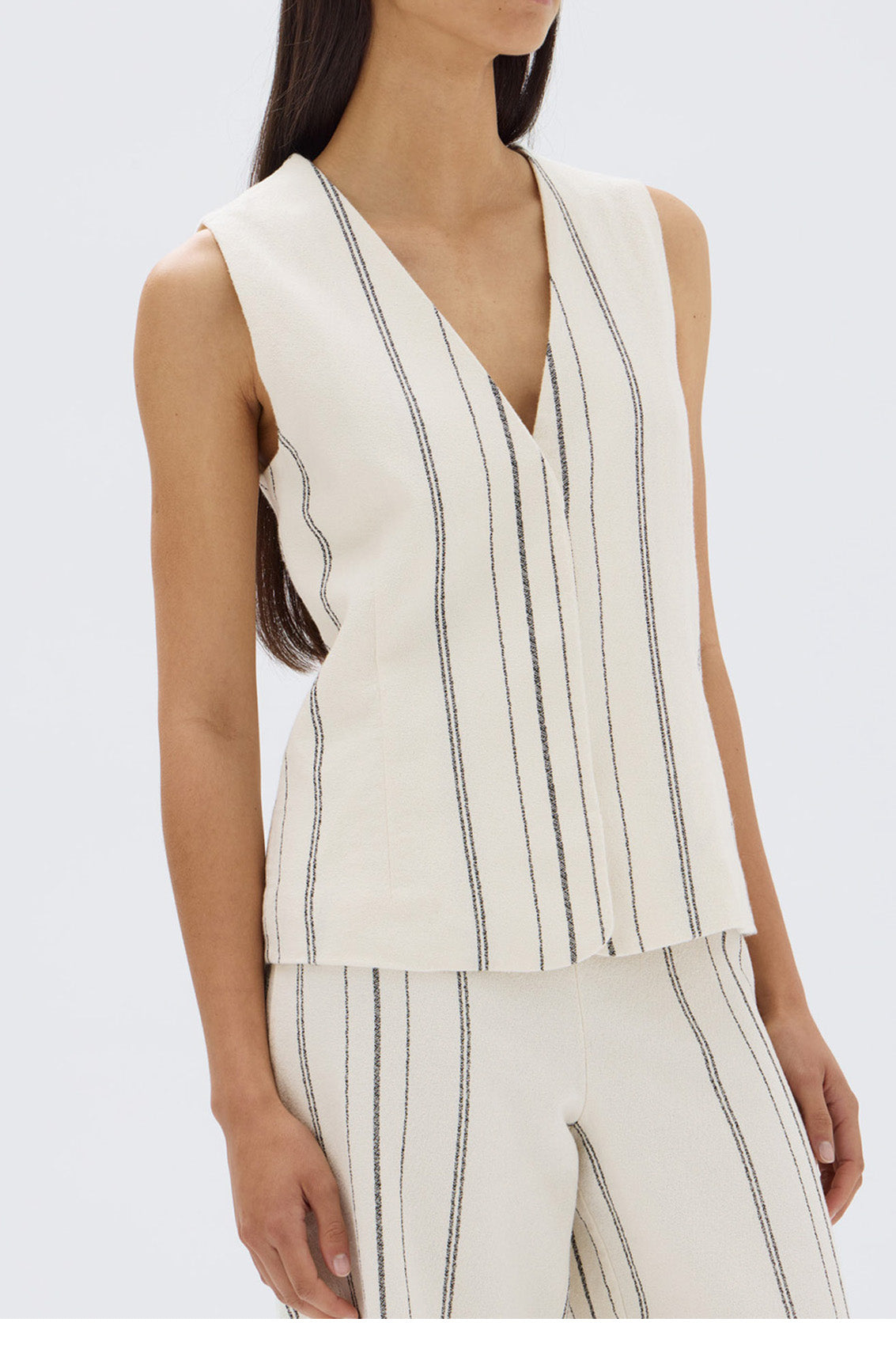 Assembly Label | Matera Stripe Vest - Cream/Black