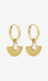 Zoe & Morgan | Petal Earrings - Gold With Rose Quartz