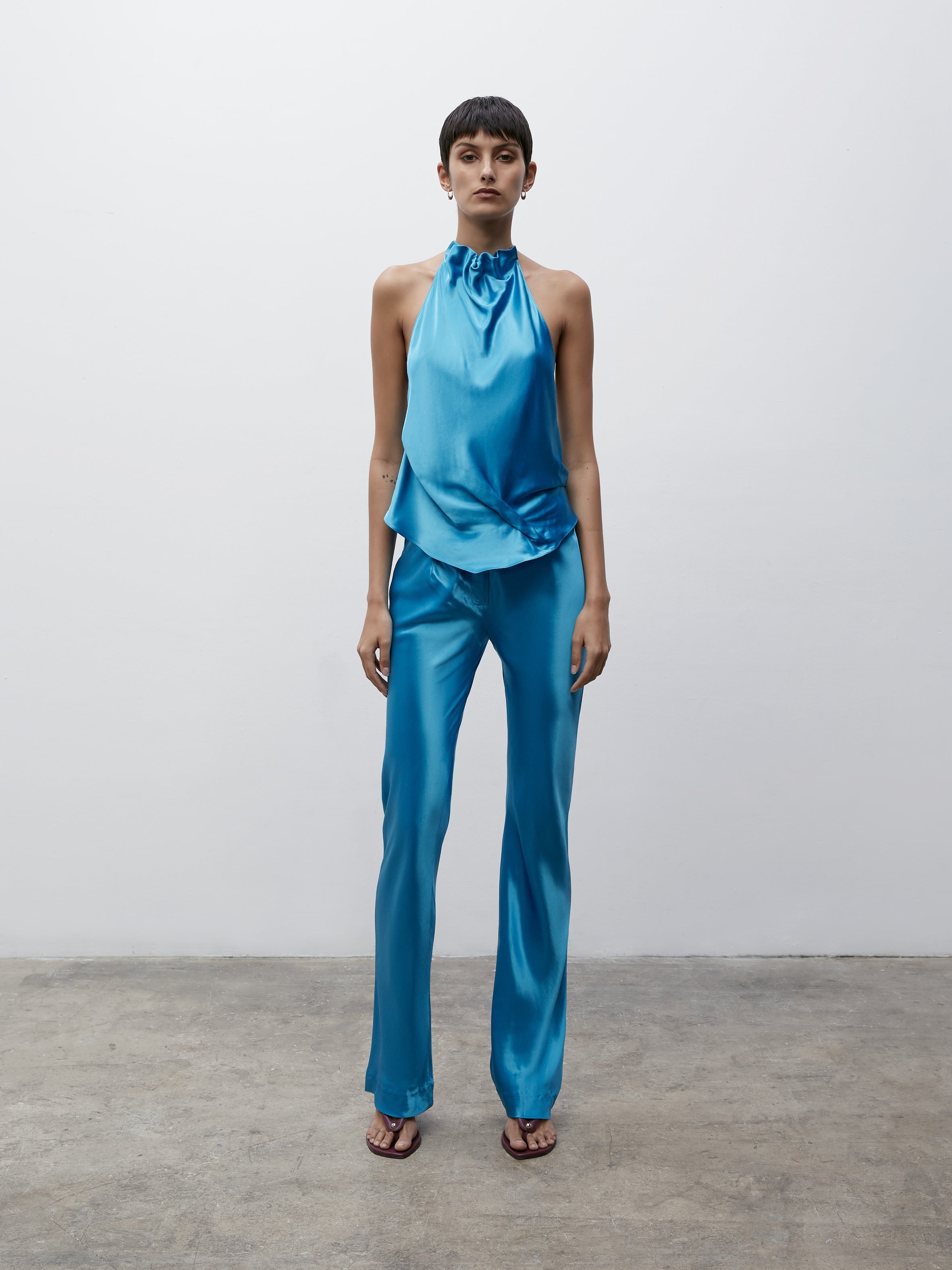 Paris Georgia | Sleek Belted Pant - Bold Blue