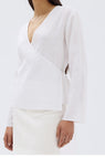 Assembly Label | Renee Linen Wrap Long Sleeve Top - White