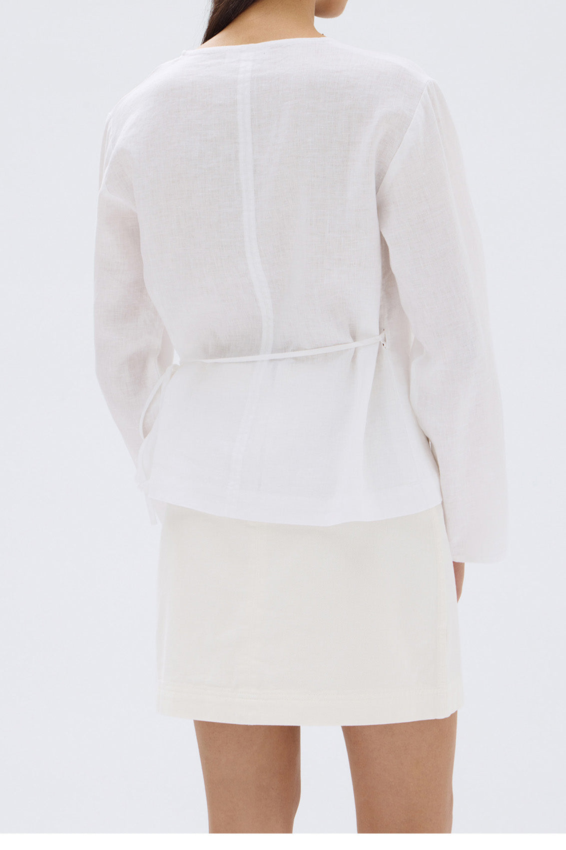 Assembly Label | Renee Linen Wrap Long Sleeve Top - White