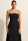 Matteau | Broderie Strapless Dress - Floral Broderie Black