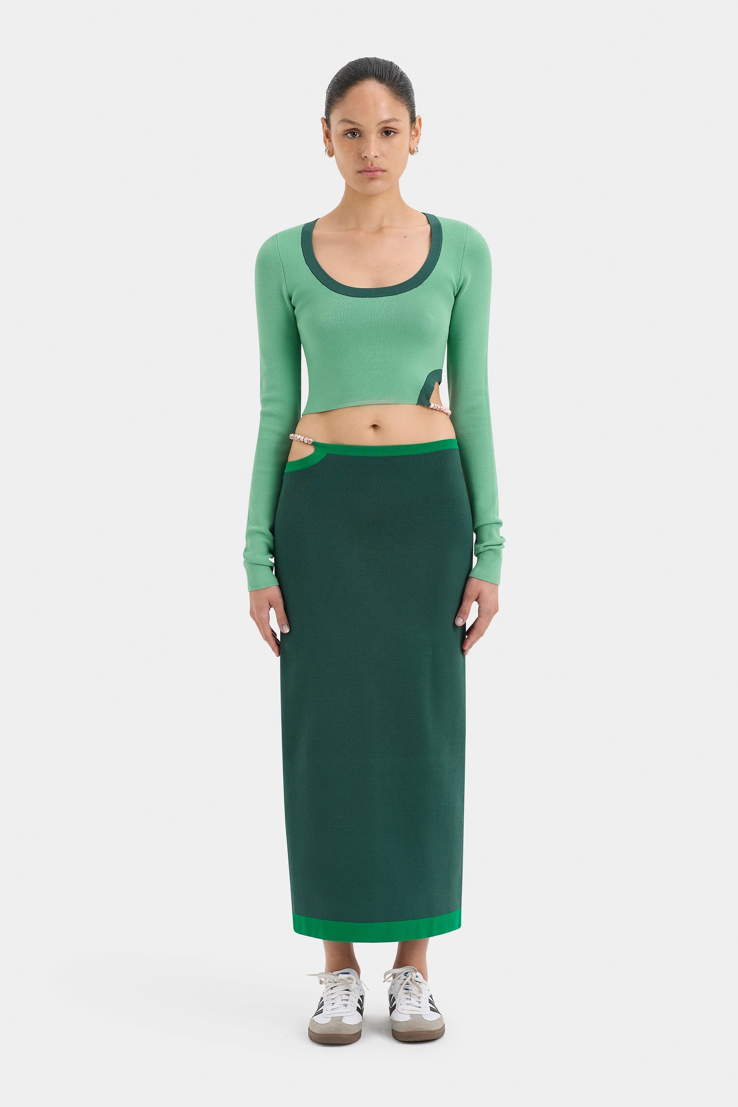SIR The Label | Salvador Beaded Midi Skirt - Forest Green