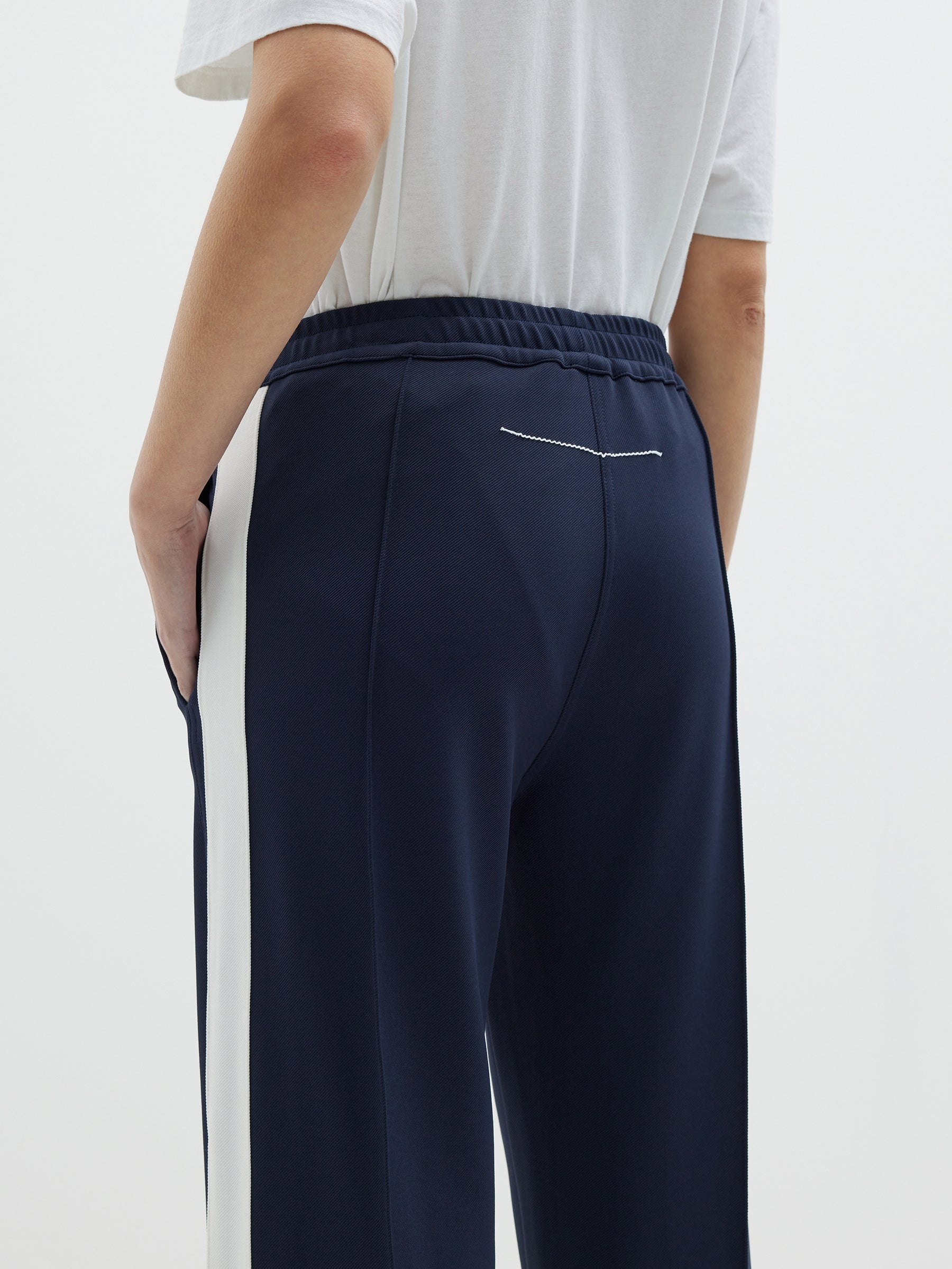 Bassike | Twill Stripe Detail Pant - Ink/White