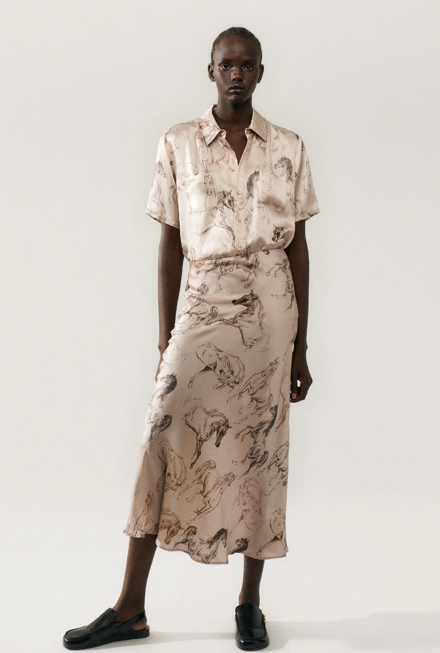 Silk Laundry | Long Bias Cut Skirt - Wild Horses