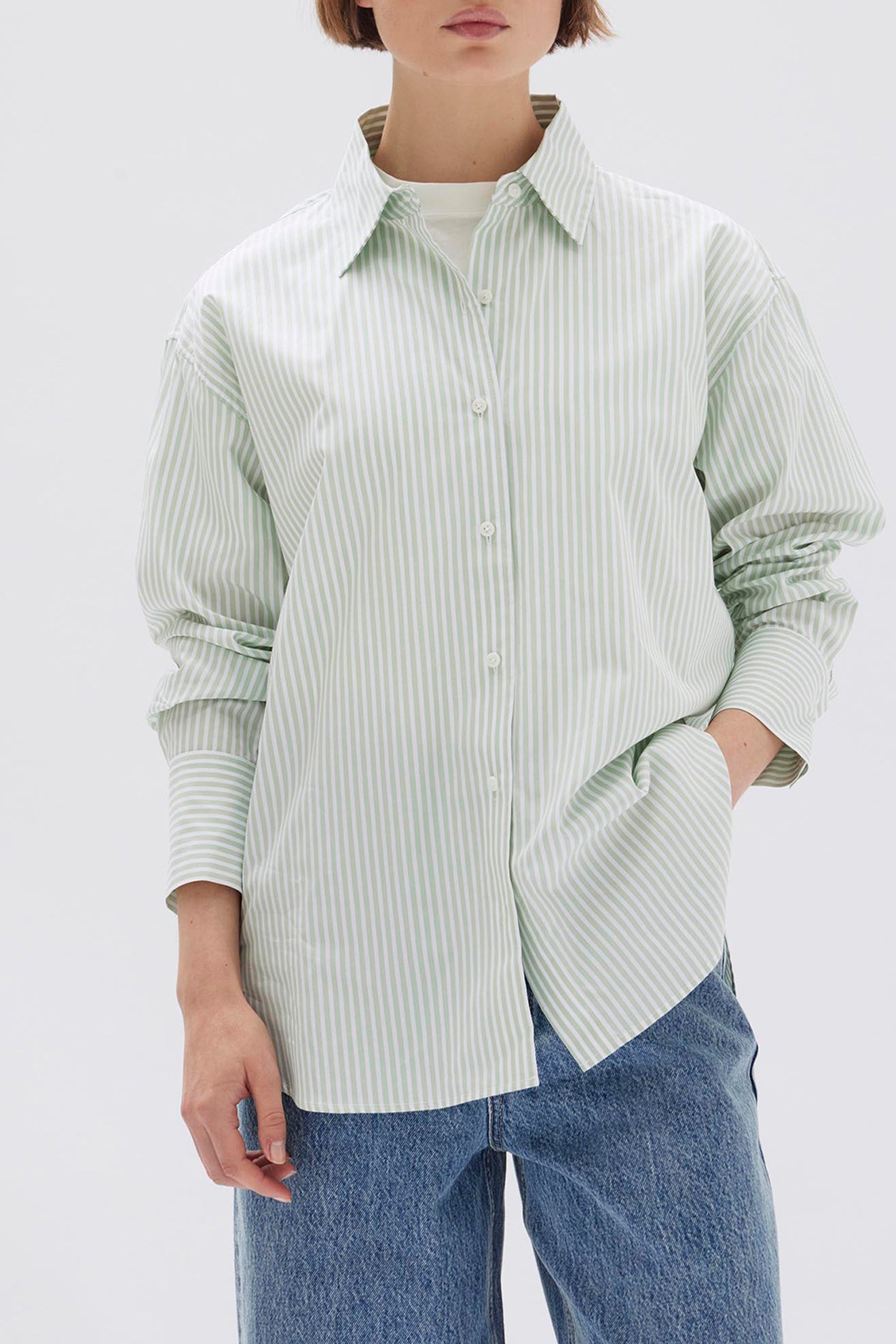 Assembly Label | Signature Poplin Shirt - Rosemary/White