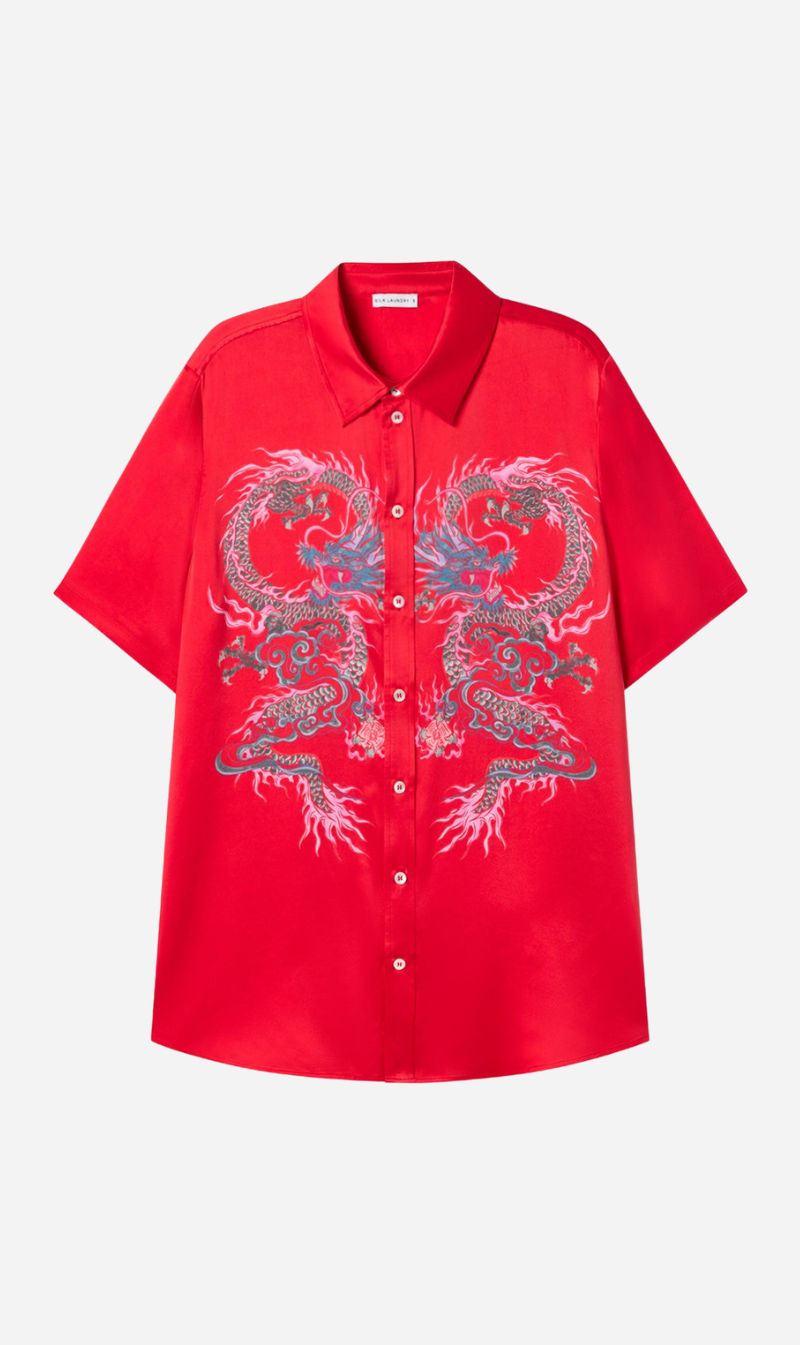 Silk Laundry | Short Sleeve Boyfriend Shirt - Year Of The Dragon