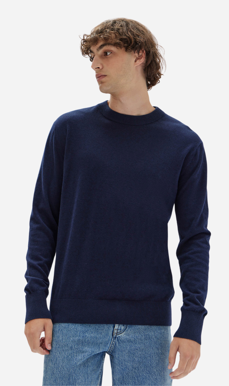 Assembly Label | Cotton Cashmere Long Sleeve Sweater - Blue