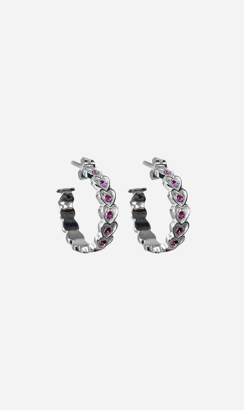 Mountain & Moon | Christy Hoops - Silver & Pink