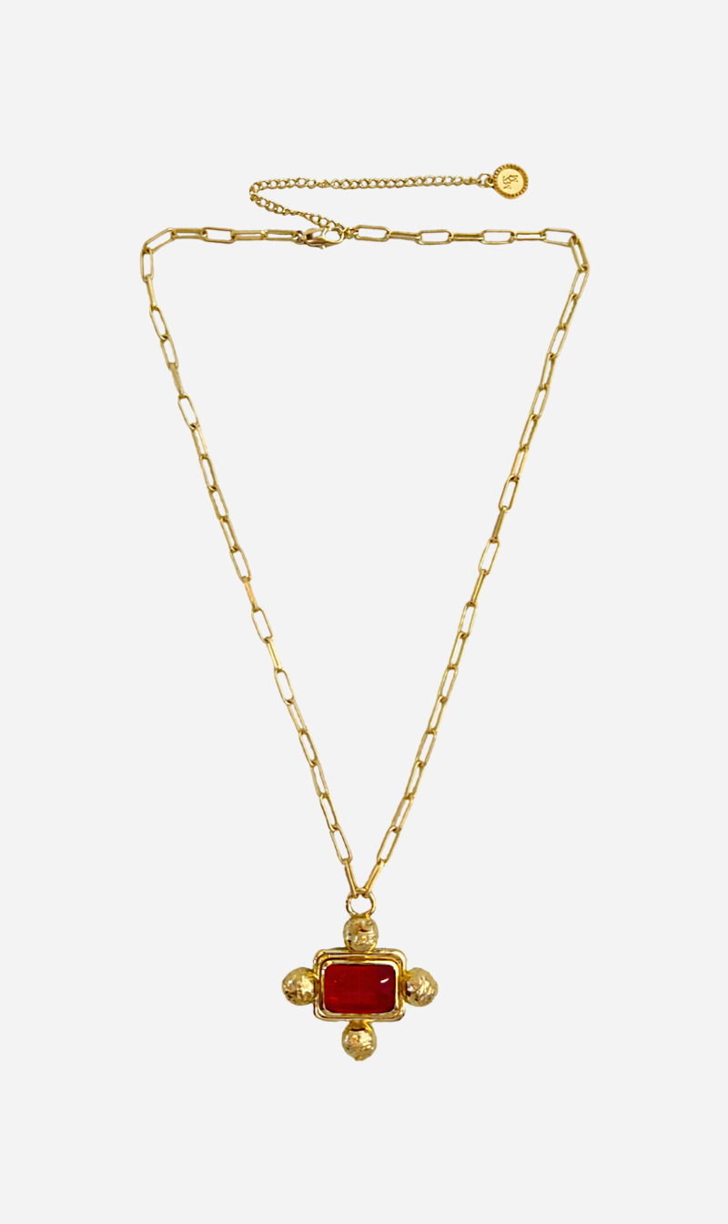 Mountain & Moon | Yasmeen Necklace - Gold & Red