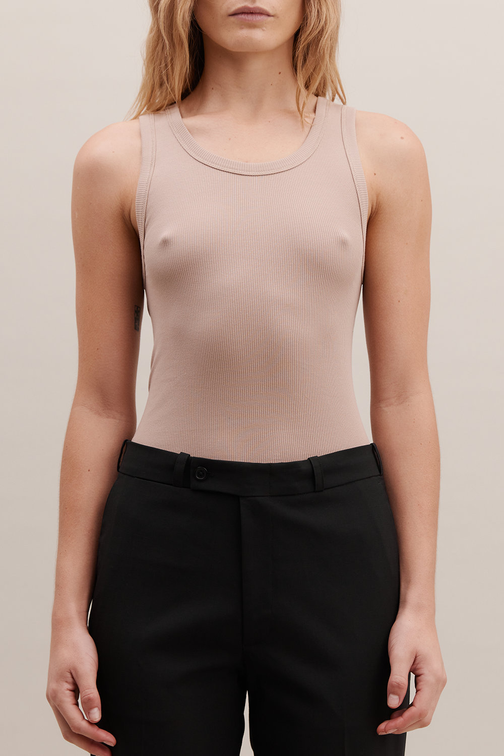 Rebe | Ribbed Tank Top - Taupe