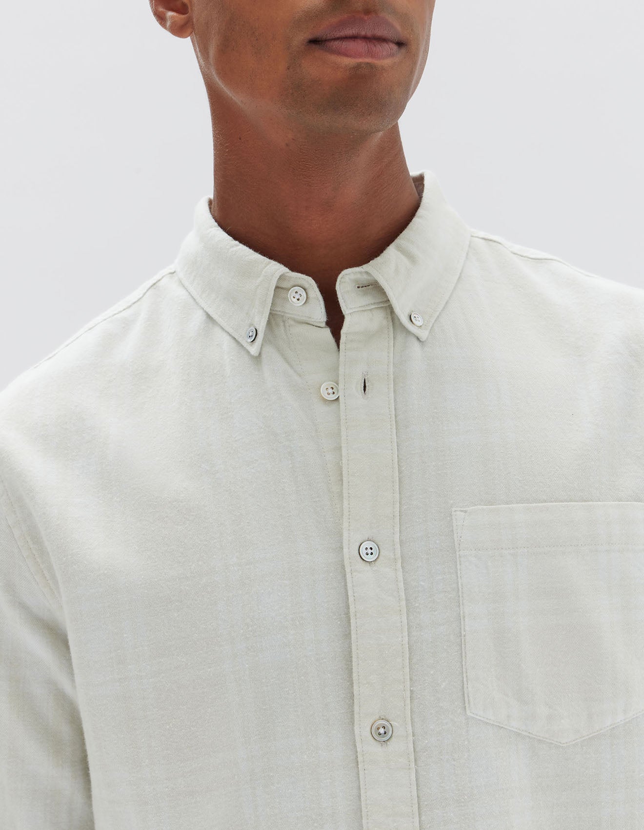 Assembly Label | Tanner Brushed Check Long Sleeve Shirt - Limestone Check