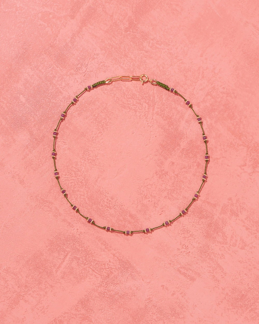 Tityaravy | Lotus Long Necklace - Micron/Vert/Rubis Rose