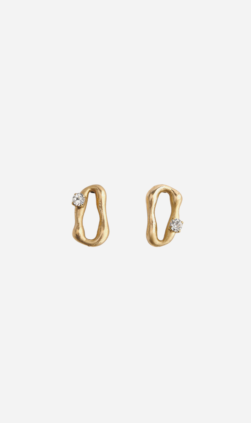 Forte Forte |  Diamanté Sculpture Earrings -18k Gold Plated