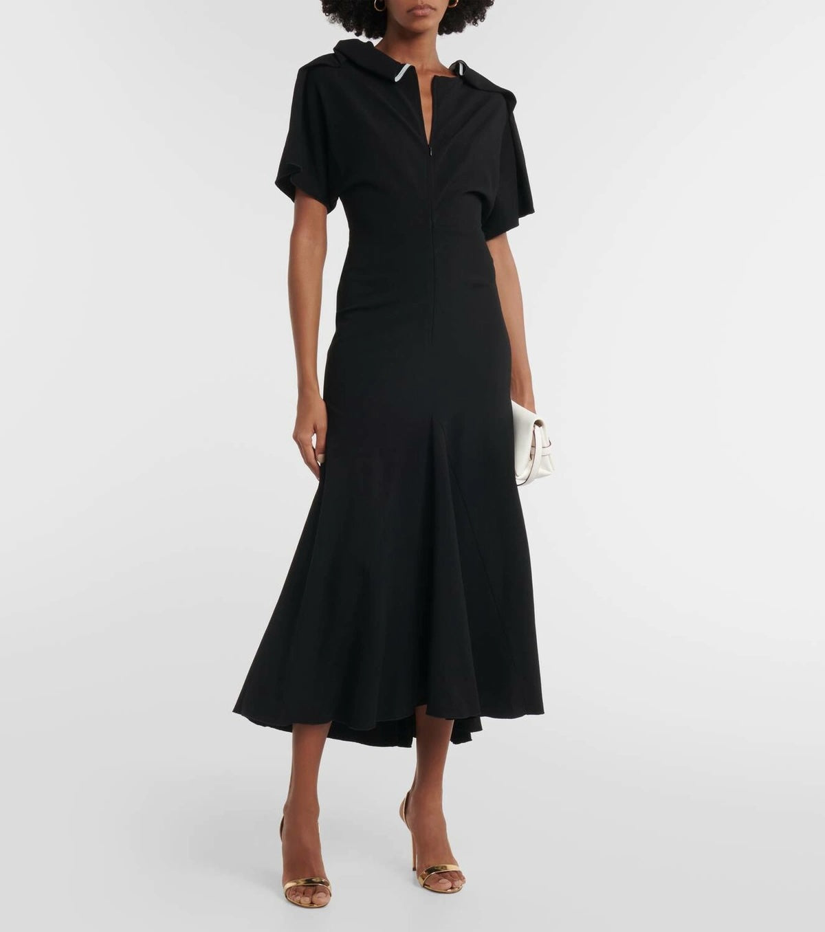 Victoria Beckham | V Neck Asymmetric Dress - Black