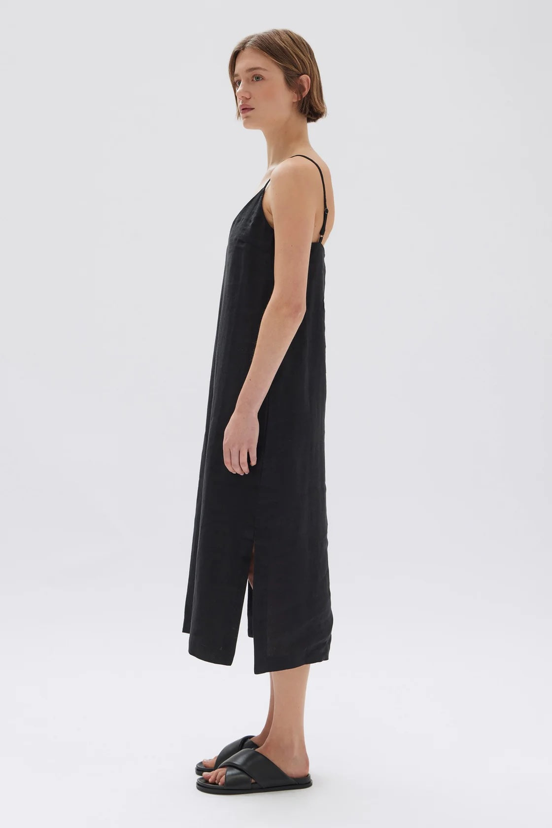 Assembly Label | Vallory Linen Slip Dress - Black