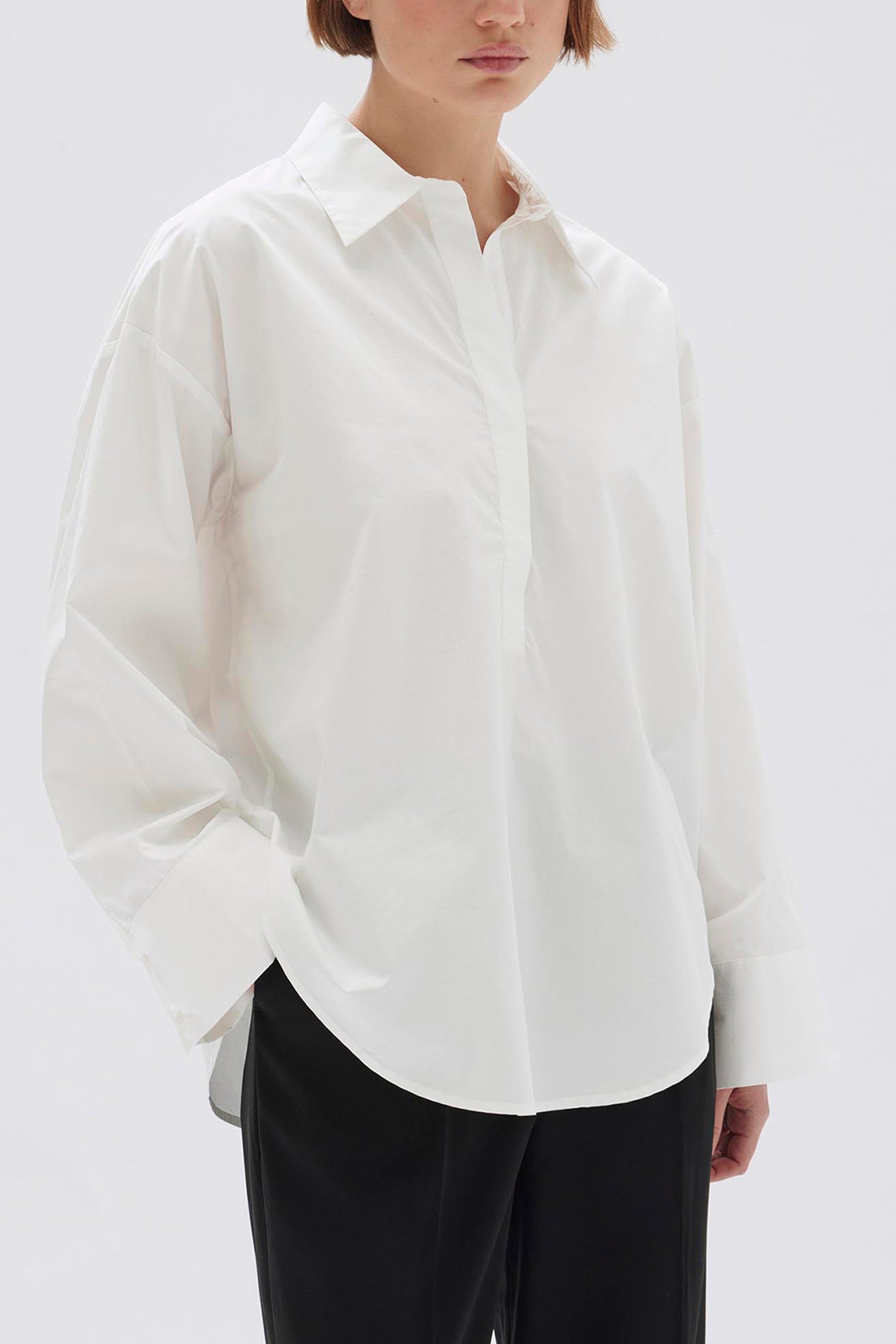 Assembly Label | Veronica Poplin Long Sleeve Shirt - White