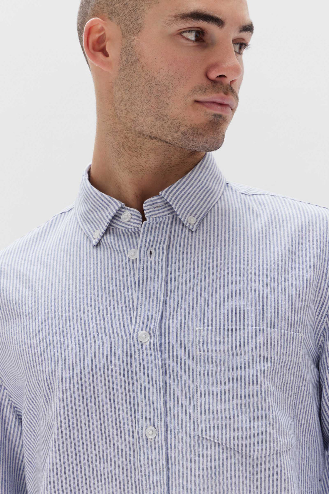 Assembly Label | New Oxford Shirt - Mid Blue Stripe