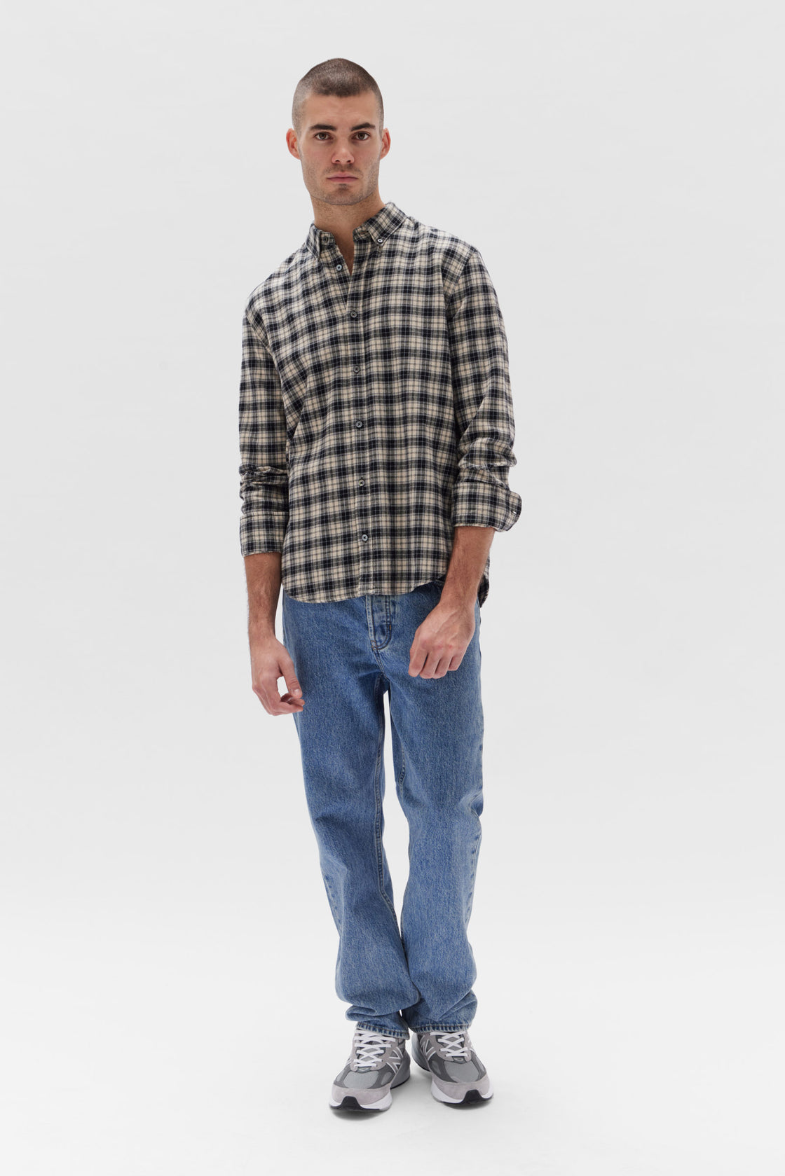 Assembly Label | Brushed Flannel Check Shirt - Navy Check