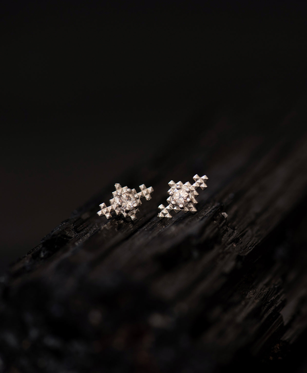 Zoe & Morgan | Indie Stud - Silver Peach Zircon