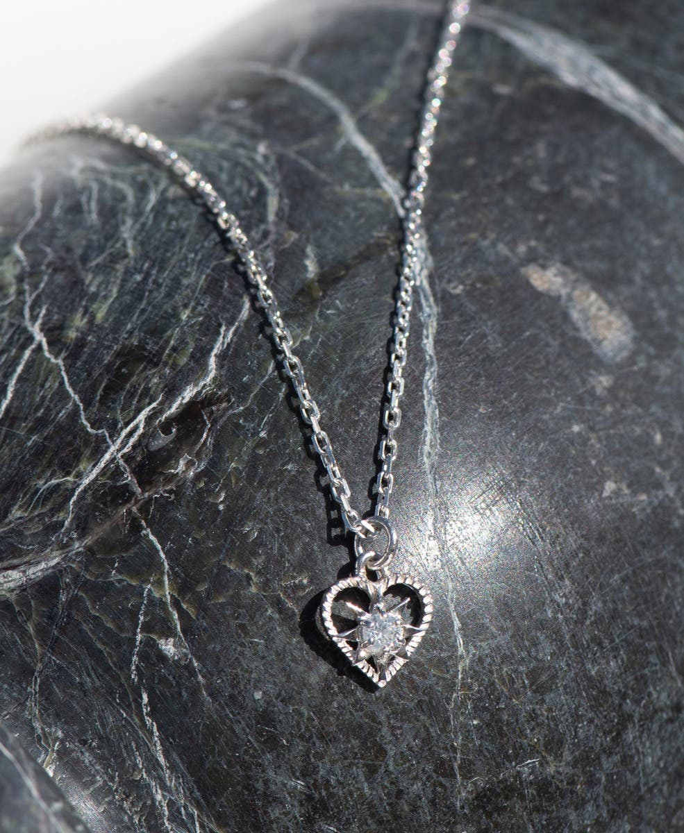 Zoe & Morgan | Kind Heart Necklace - Silver/White Zircon