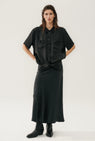 Silk Laundry | Long Bias Cut Skirt - Black