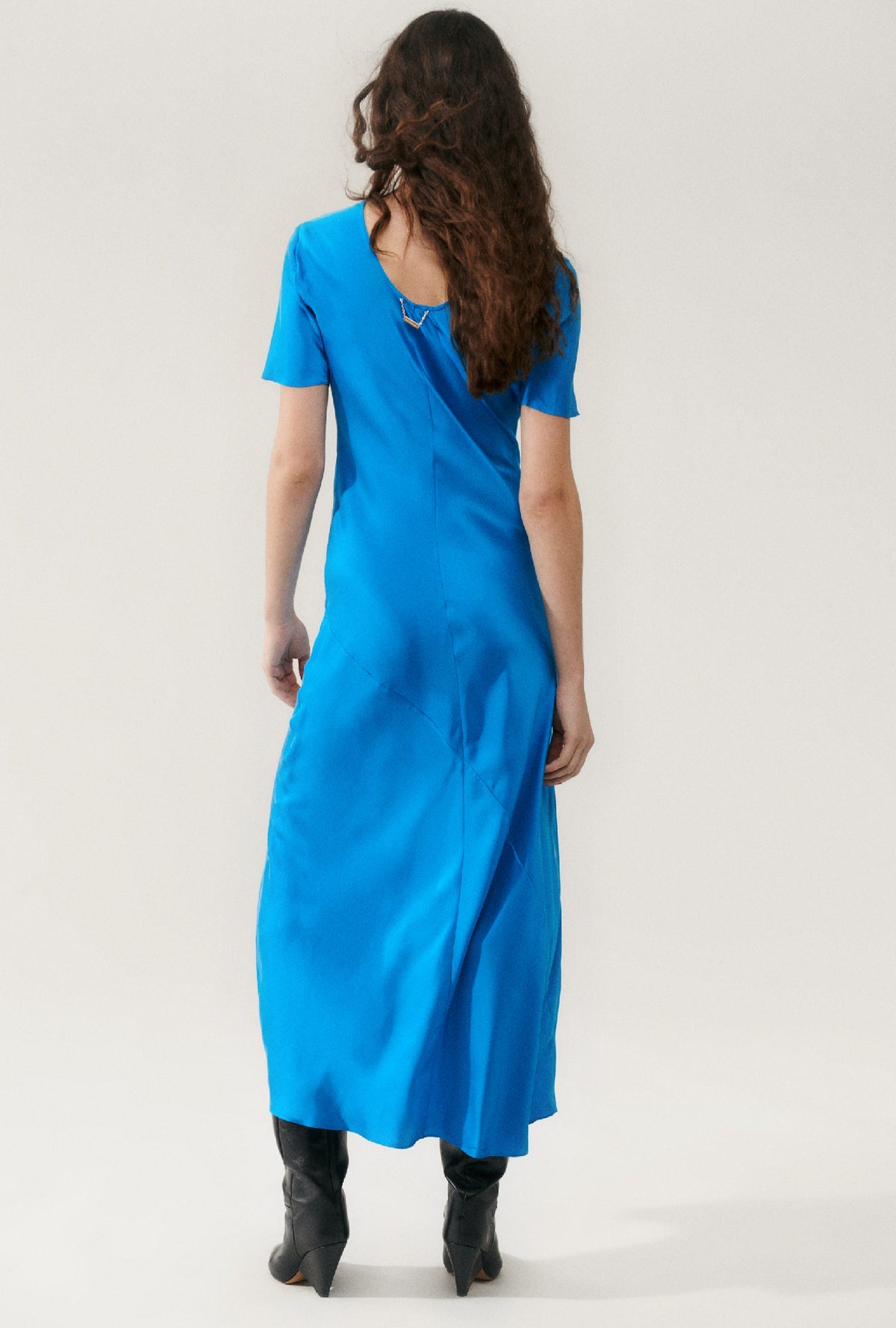 Silk Laundry | Short Sleeve Bias Dress - Coast Blue