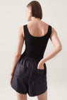 Silk Laundry | Twill Slouch Shorts Pinstripe - Black/White