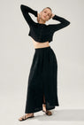 Silk Laundry | Crinkle Long Bias Cut Skirt - Black