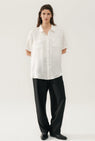 Silk Laundry | Short Sleeve Boyfriend Shirt - White