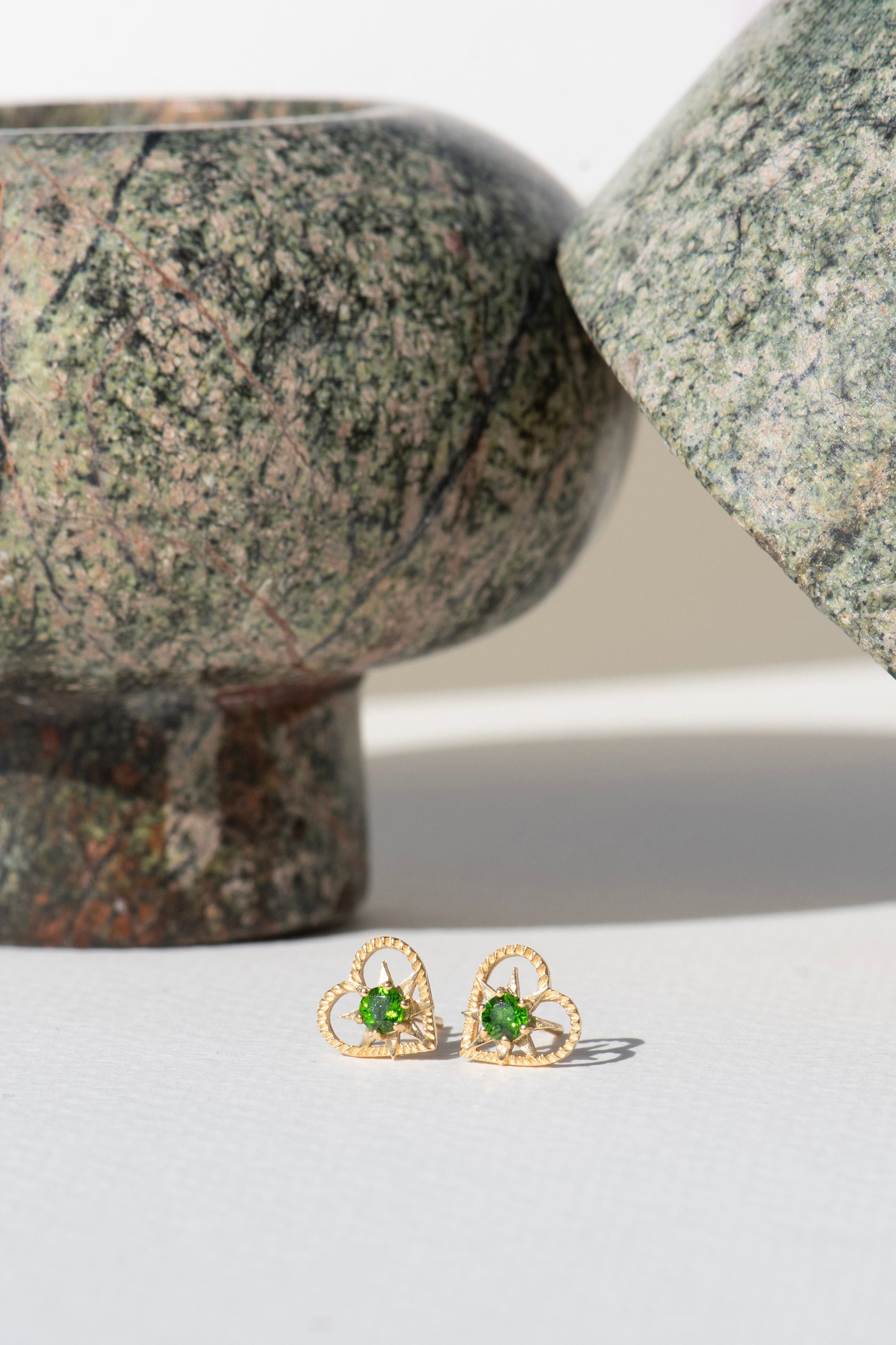 Zoe & Morgan | Kind Heart Earrings - Gold/Chrome Diopside