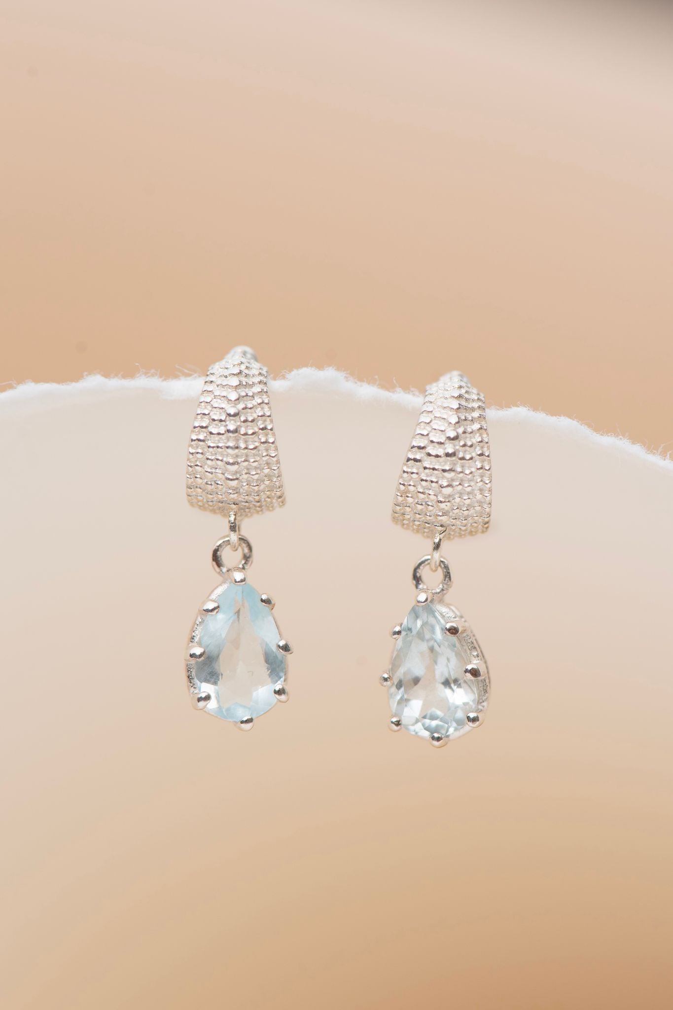 Zoe & Morgan | Fleur Earrings - Silver With Aquamarine