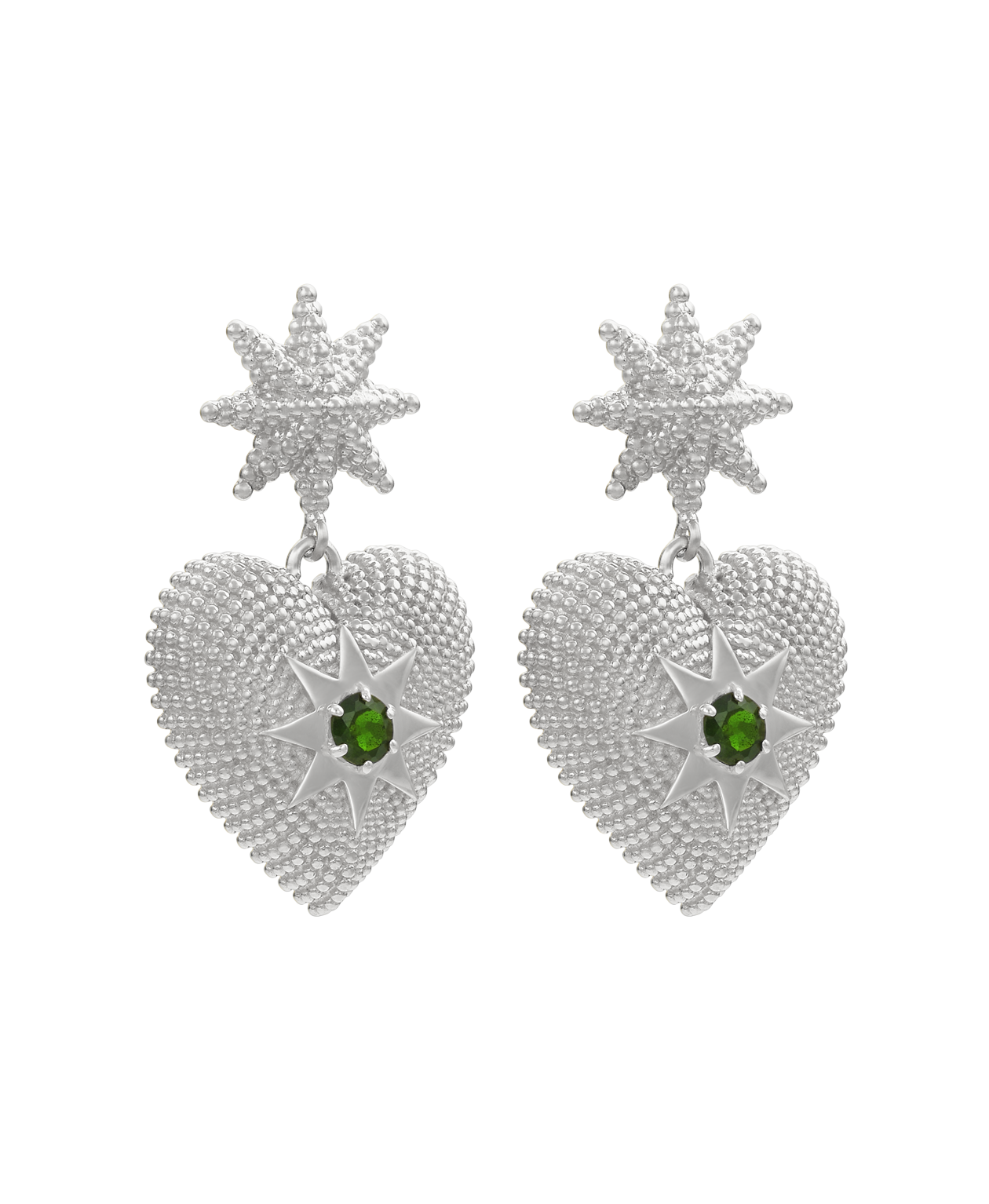 Zoe & Morgan | Brave Heart Earrings - Silver/Chrome Diopside