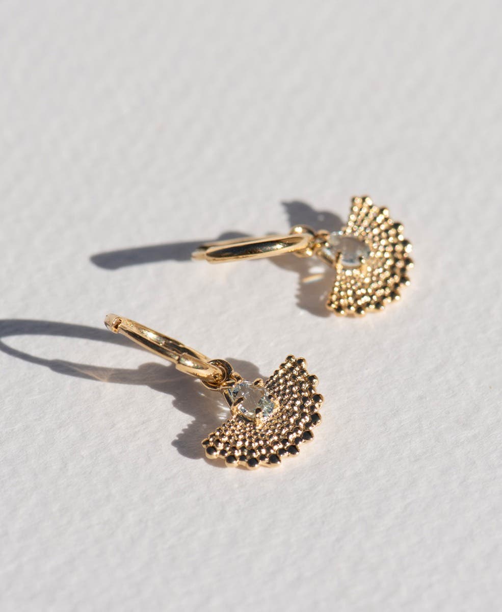 Zoe & Morgan | Petal Earrings - Gold/Aquamarine