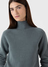 Sunspel | Funnel Neck Jumper - Smoke Green