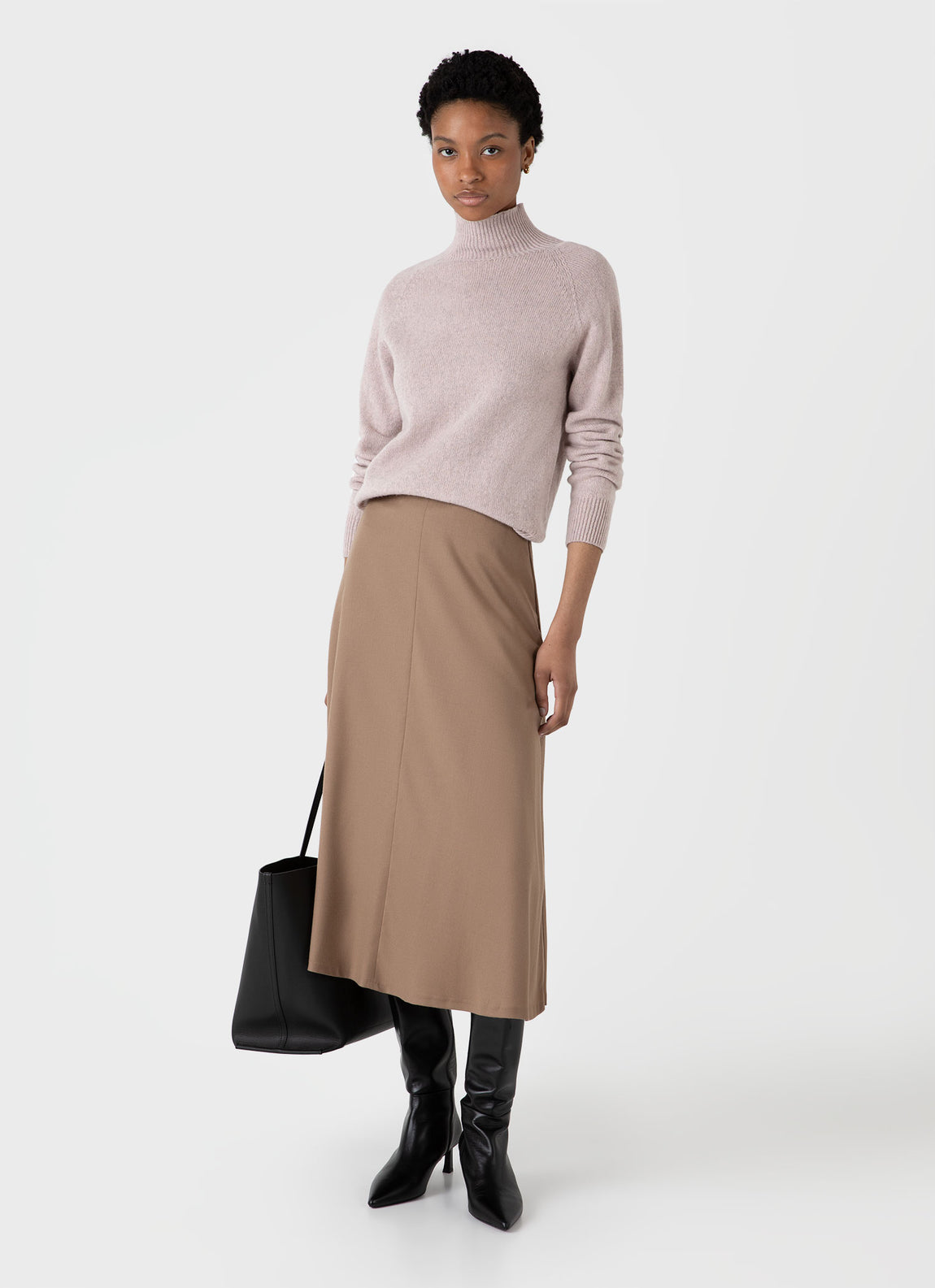 Sunspel | Funnel Neck Jumper - Pale Pink Twist