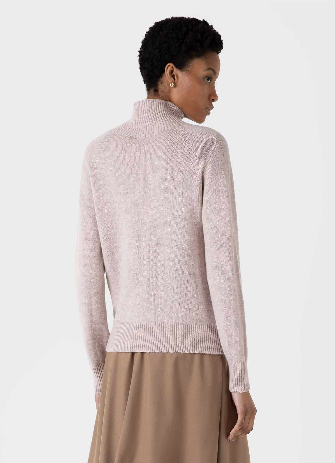 Sunspel | Funnel Neck Jumper - Pale Pink Twist