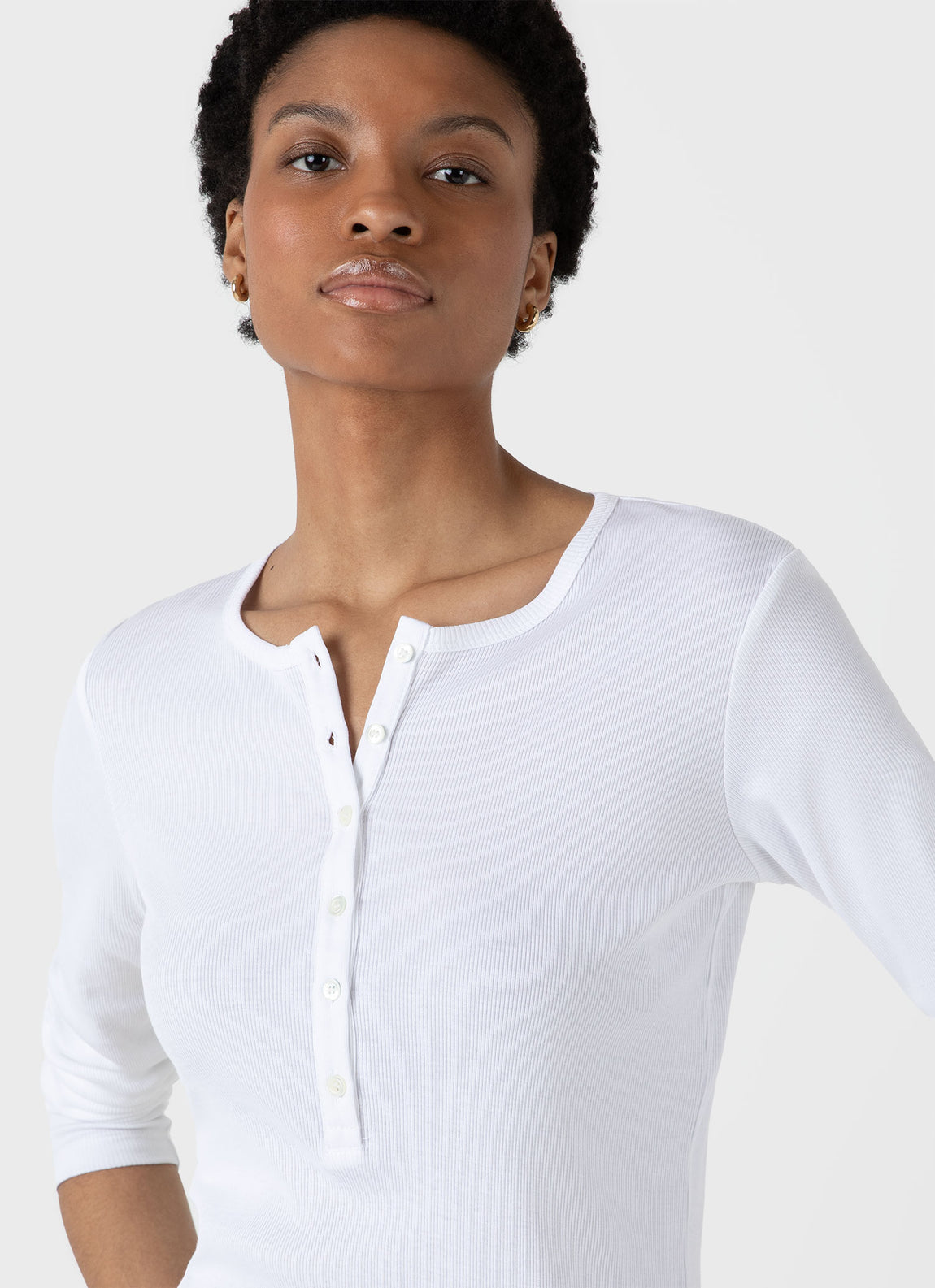 Sunspel | Rib Henley - White