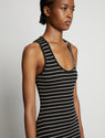 Proenza Schouler White Label | Stripe Rib Sleeveless Dress - Black/Mushroom