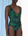 Zimmermann | Tiggy Plunge Circle Swimsuit - Navy/Green Paisley