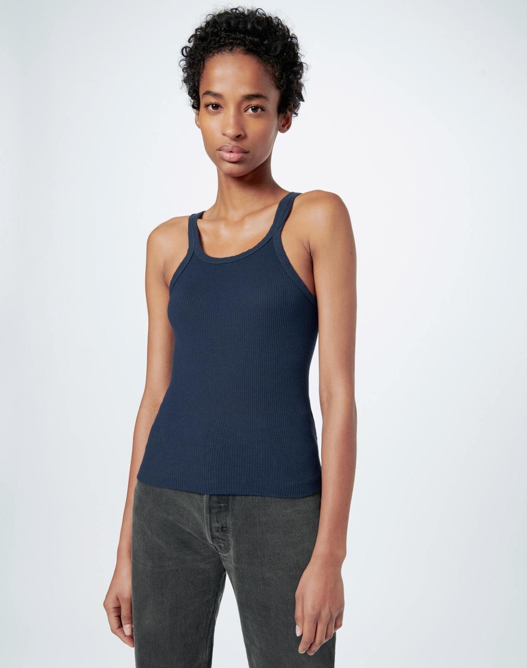 Re Done Womens Singlet RE/DONE | Ribbed Tank - Navy