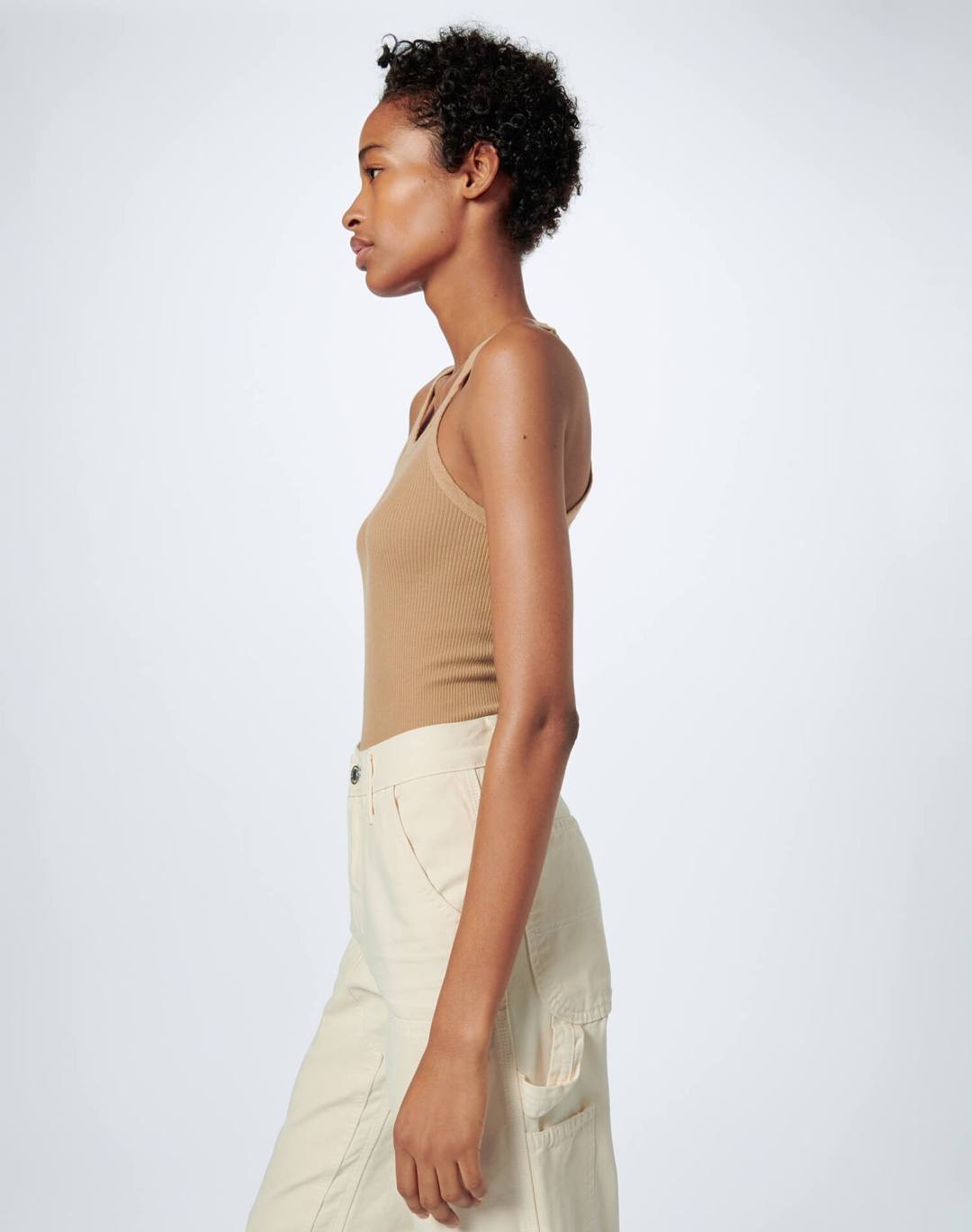 Re Done Womens Singlet RE/DONE | Ribbed Tank - Sand