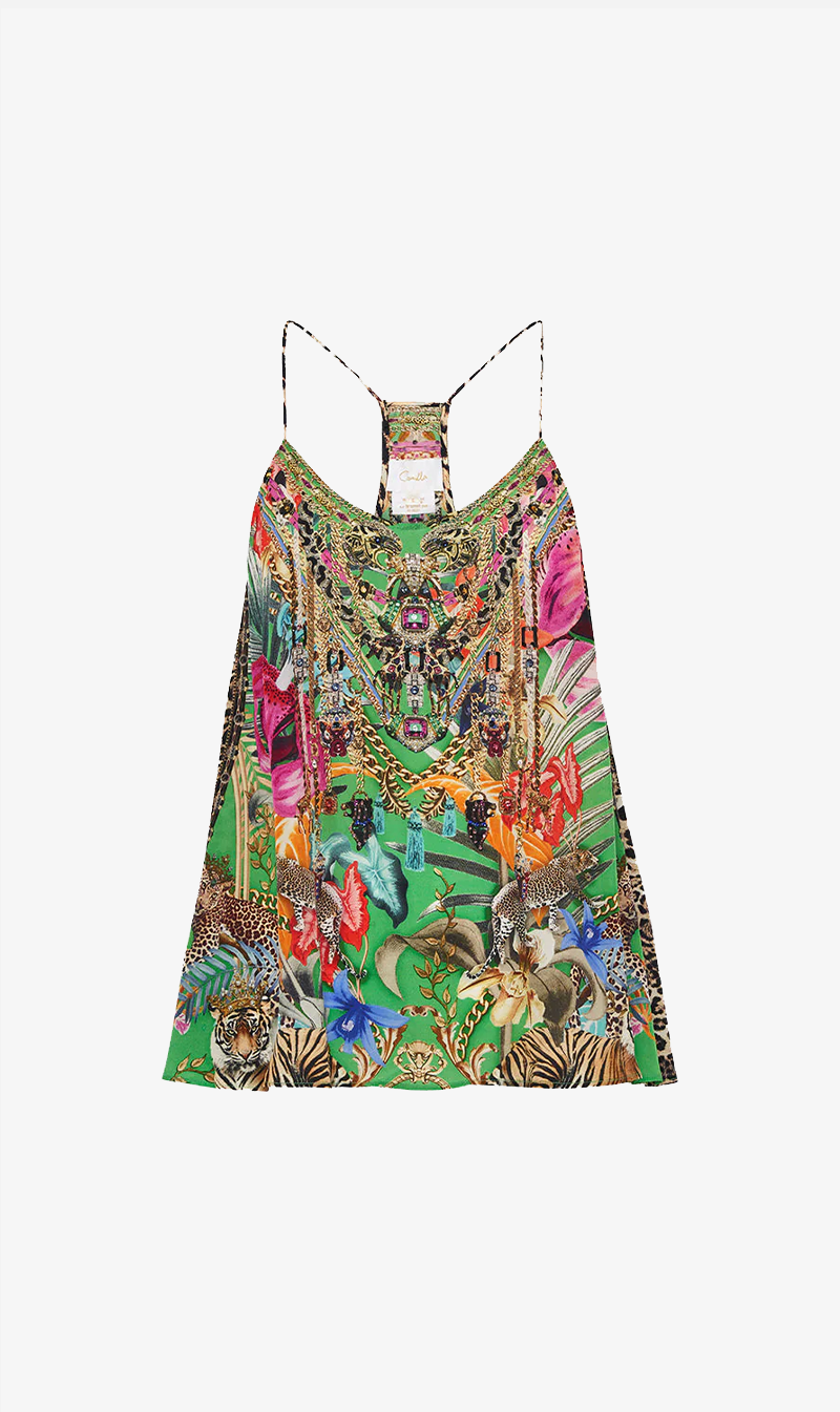 Camilla | T Back Shoestring Top - Curious And Curiouser
