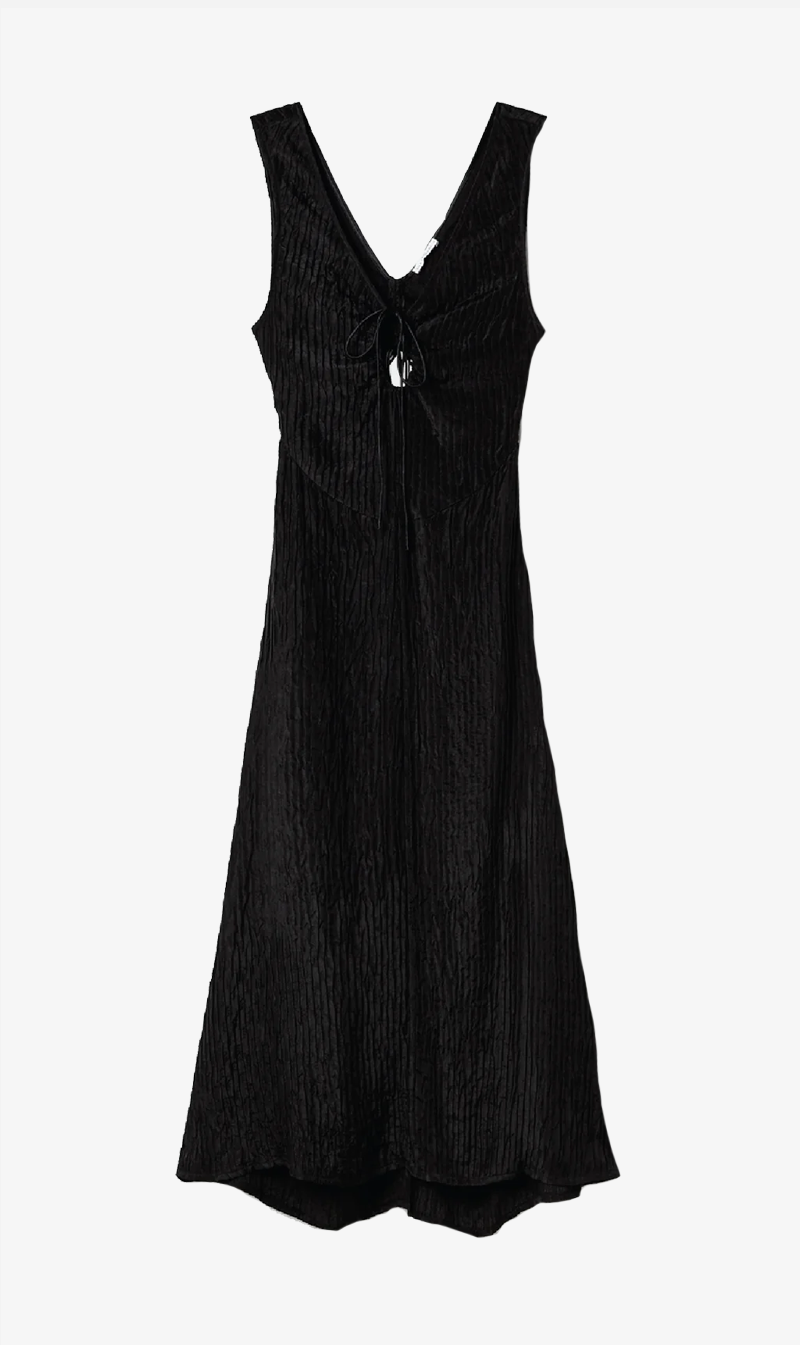 Silk Laundry | Crinkle Peek-A-Boo Dress - Black