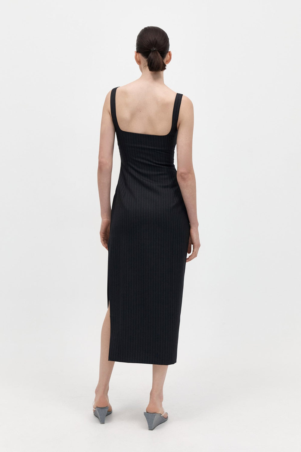 St. Agni | Pinstripe Midi Dress - Black