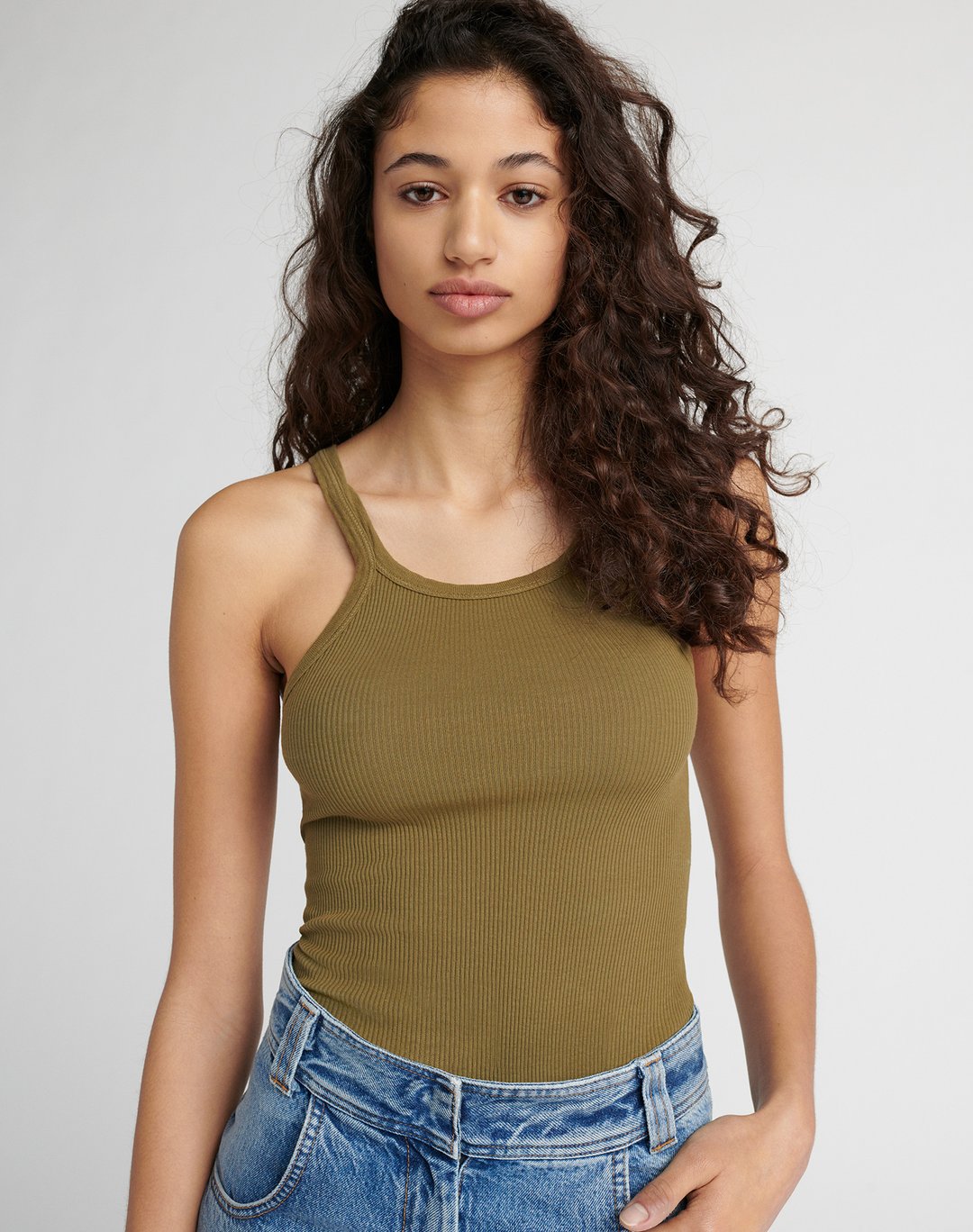 Re Done Womens Singlet RE/DONE | Ribbed Tank - Army Green