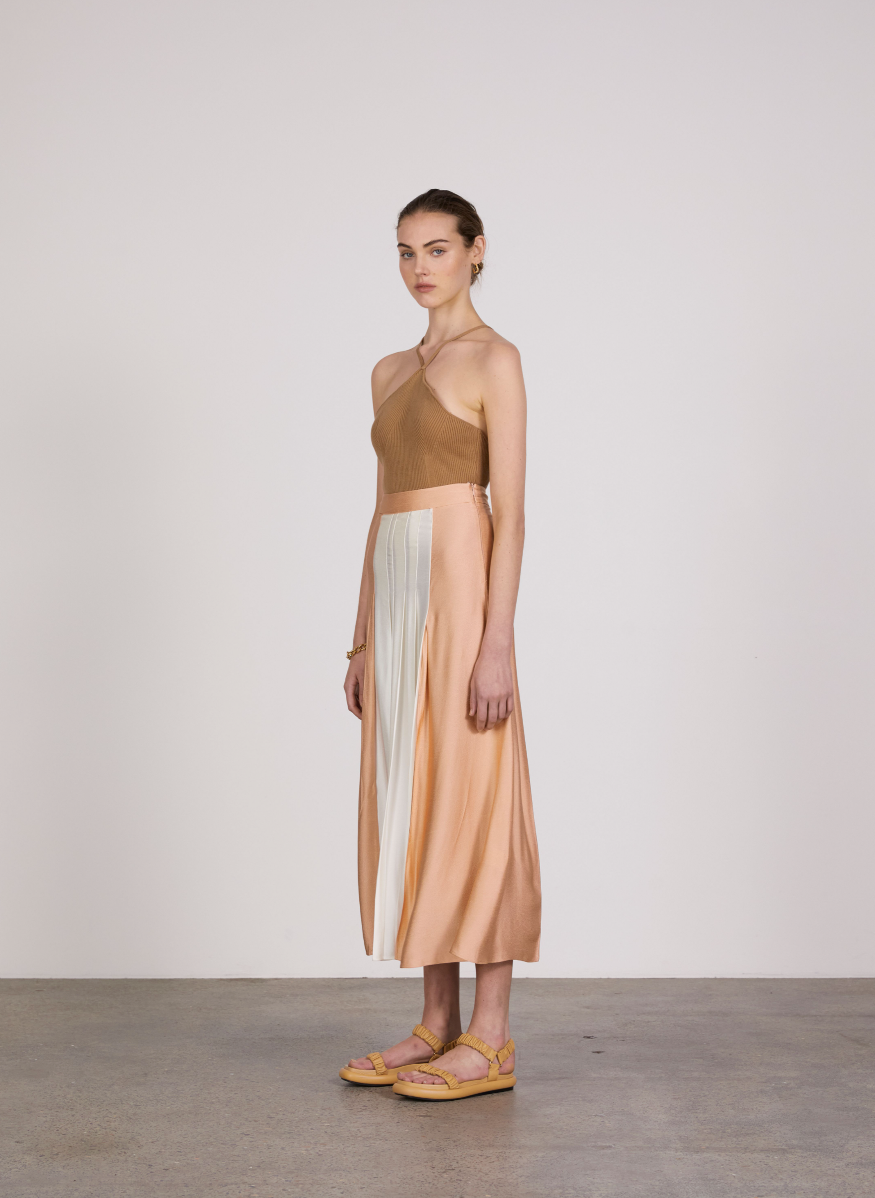 Anna Quan | Sable Skirt - Peach With Snow Contrast