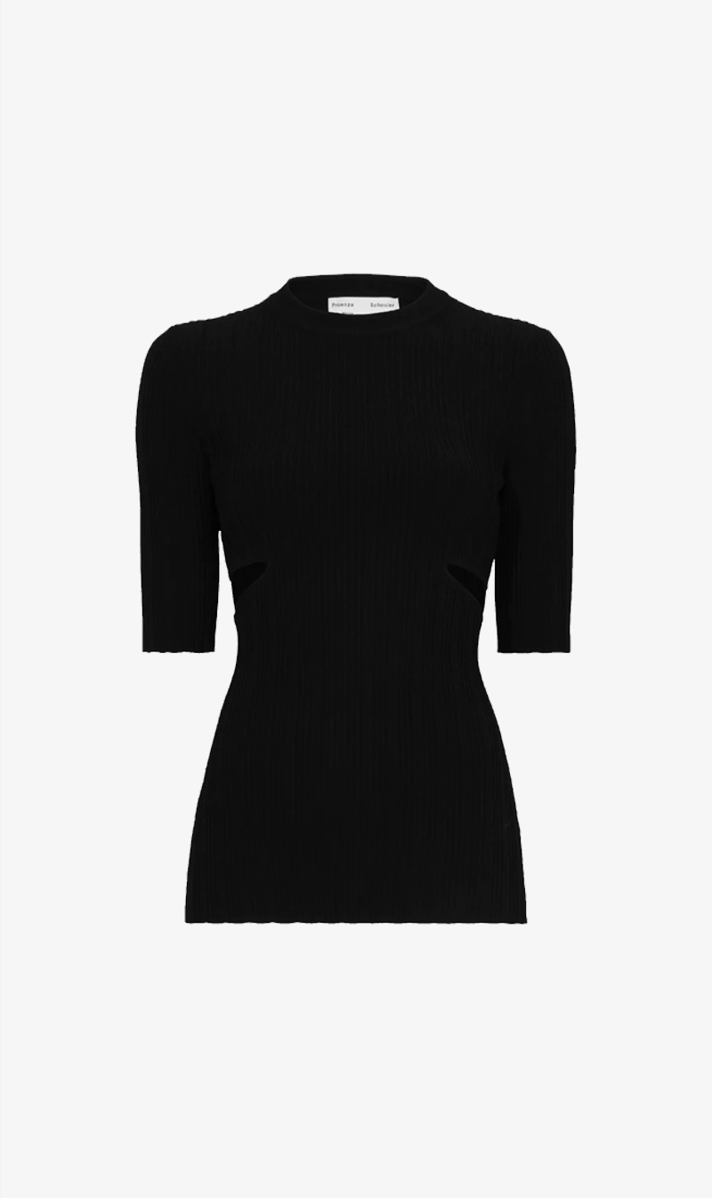 Proenza Schouler White Label | Rib Knit Cut Out Sweater - Black