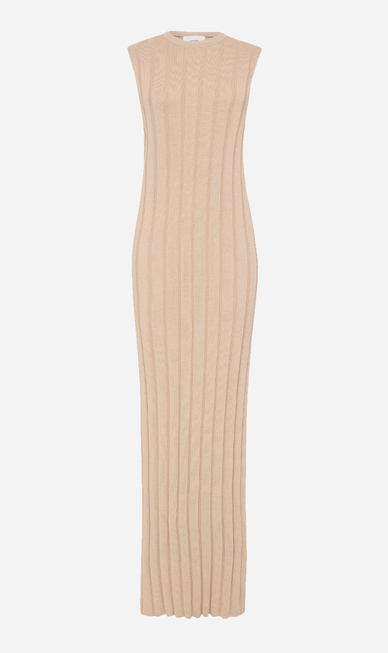 Bassike | Ribbed Knit Column Dress - Hazelnut