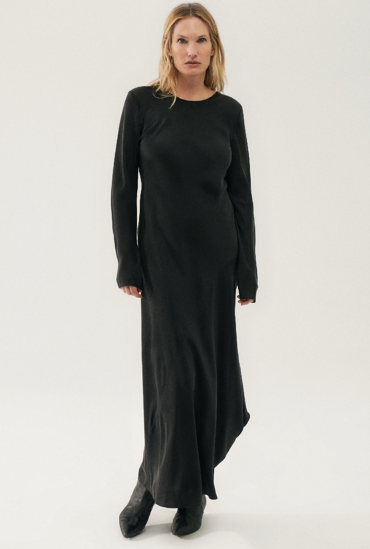 Silk Laundry | Full Sleeve Bias Cut Dress - Black